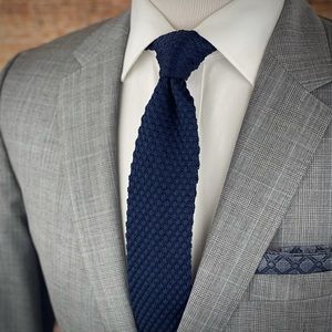 Men's Navy Blue Textured Knit Necktie